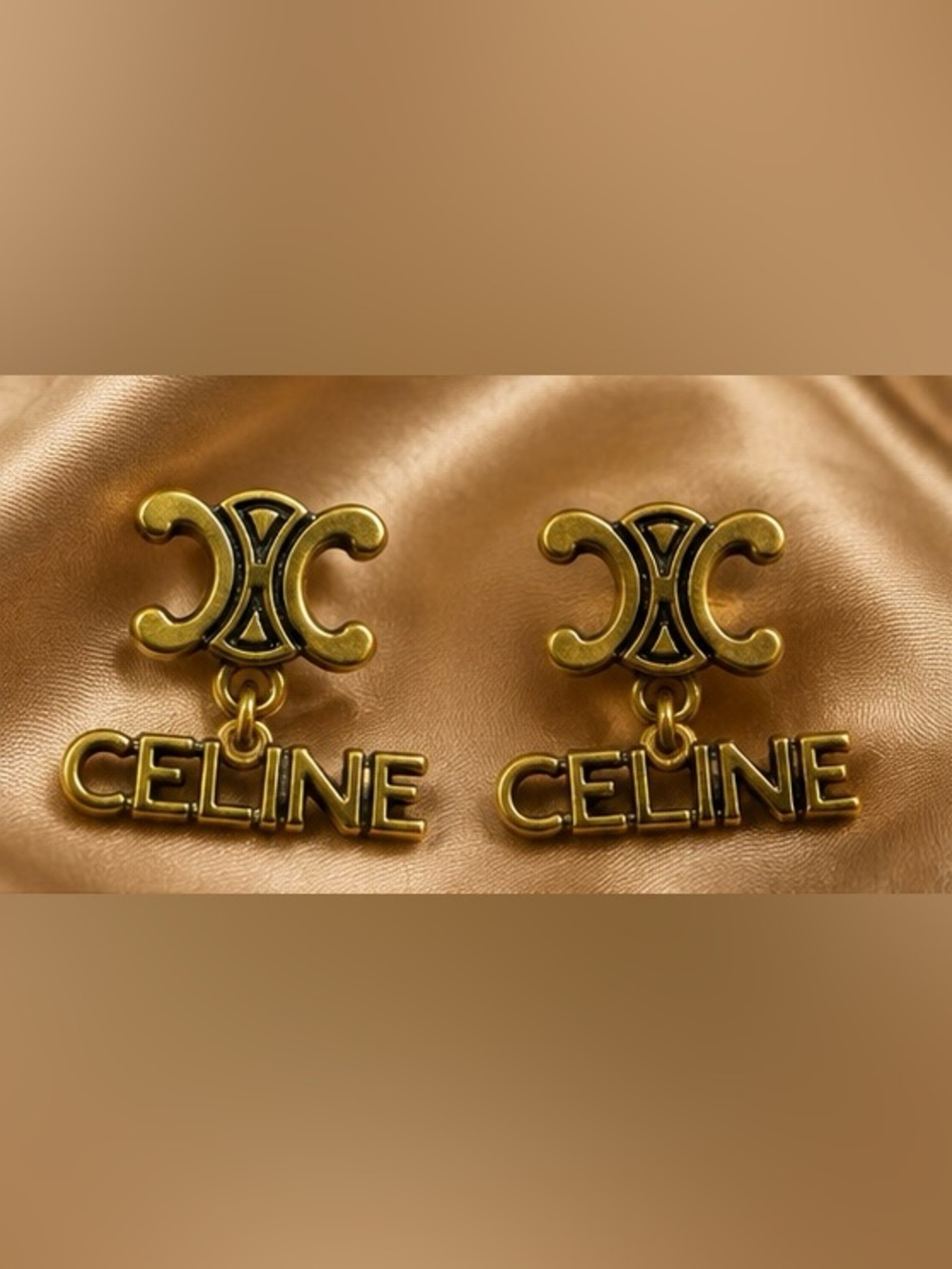 Gold Tone Monogram Drop Statement Earrings Chic Dangle Jewelry